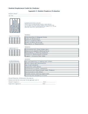 Student Employee Evaluation Form