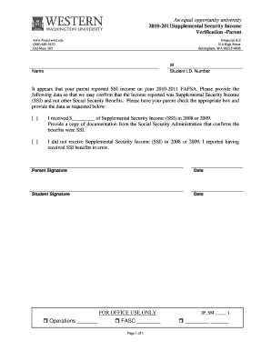 Supplemental Security Income Verification Form