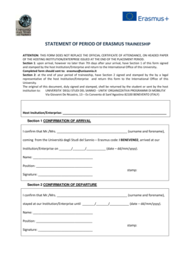 Erasmus Traineeship Confirmation Form