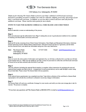 Umbilical Cord Blood and Tissue Banking Authorization