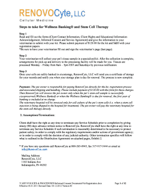 Pet Stem Cell Banking Service Agreement