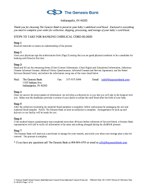 Umbilical Cord Blood Banking Consent Form
