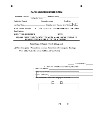 Cardholder Dispute Form
