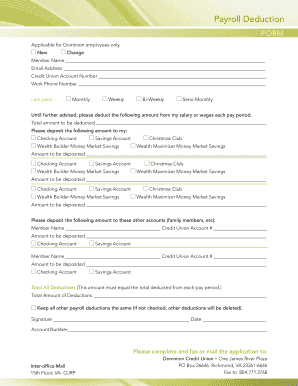 Dominion Employee Payroll Deduction Form