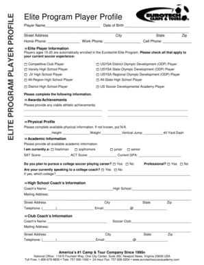 Elite Program Player Profile