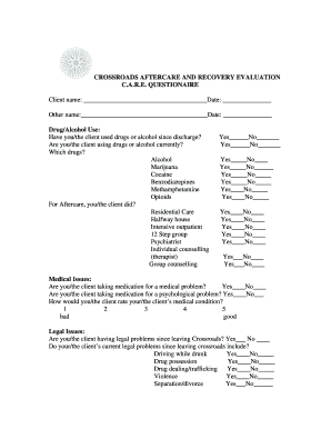 Crossroads Aftercare Recovery Evaluation