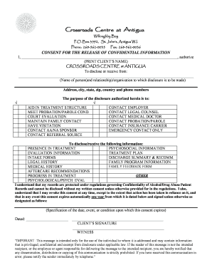 Consent for Release of Confidential Information