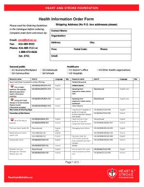 Health Information Order Form