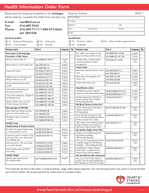 Health Information Order Form