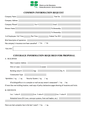 Business Insurance Proposal Request Form