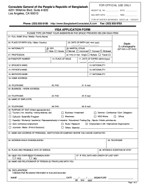 Bangladesh Visa Application Form