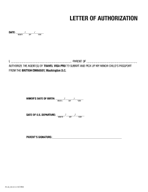 Letter of Authorization for Minor's Passport