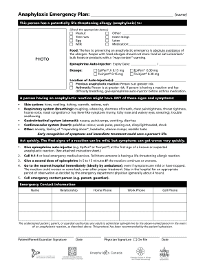 Anaphylaxis Emergency Plan