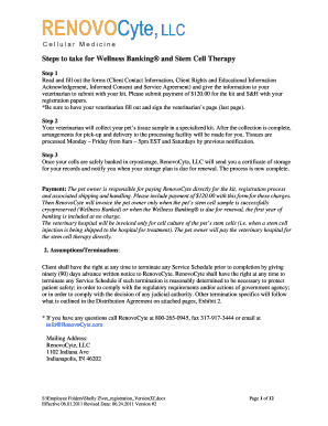 Pet Stem Cell Banking Service Agreement