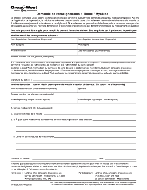 Demande de renseignements : Botox / Myobloc