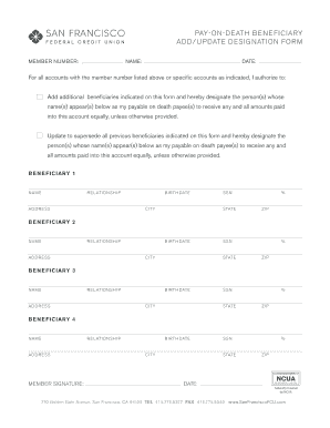 Pay-On-Death Beneficiary Designation Form