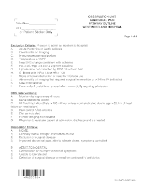 Observation Unit Abdominal Pain Form