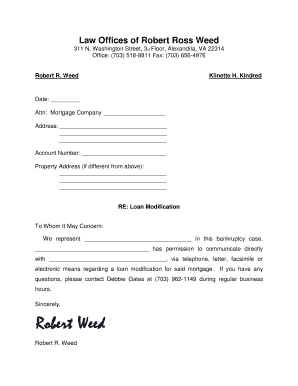 Loan Modification Authorization Letter