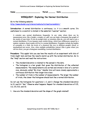 WebQuest on Exploring the Normal Distribution