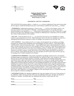 CRP Rental Unit Pet Addendum
