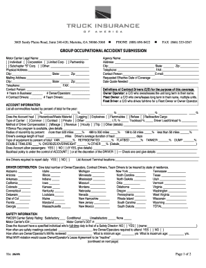 Group Occupational Accident Submission Form