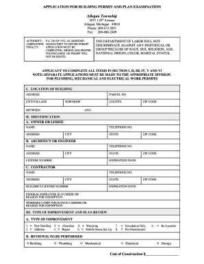 Michigan Building Permit Application
