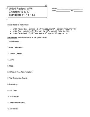 WWII Unit 6 Review Form
