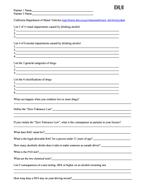 California DUI Education Form