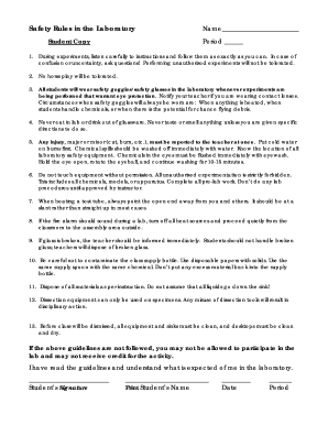 Laboratory Safety Rules Form
