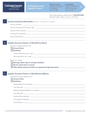 CollegeCounts 529 Fund Update Form