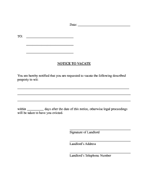 Notice to Vacate