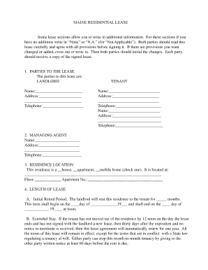 Maine Residential Lease Agreement