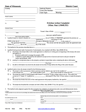 Minnesota Eviction Action Complaint