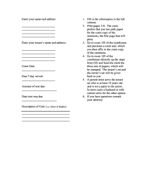 Wisconsin Small Claims Eviction Complaint