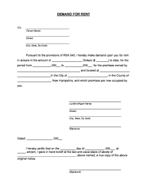 Demand for Rent Notice