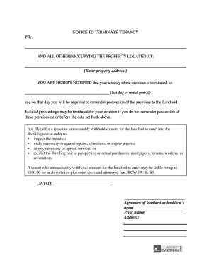 Notice to Terminate Tenancy