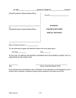 Arizona Forcible Detainer Summons