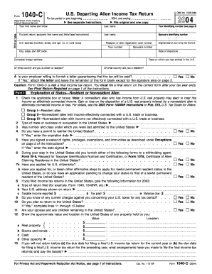 Form 1040-C Departing Alien Income Tax Return