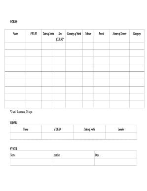 Horse and Rider Event Registration Form