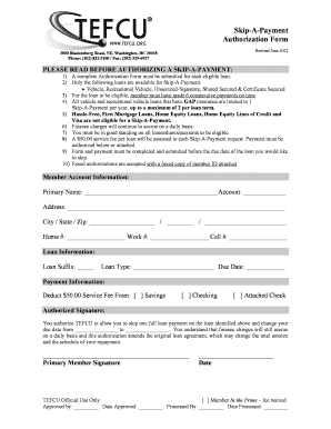 Skip-A-Payment Authorization Form