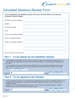 Cancelled Sessions Review Form