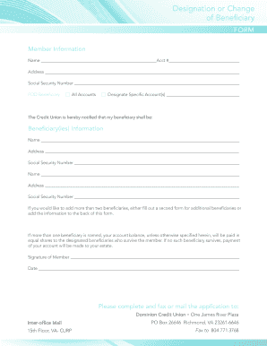 Designation of Beneficiary Form
