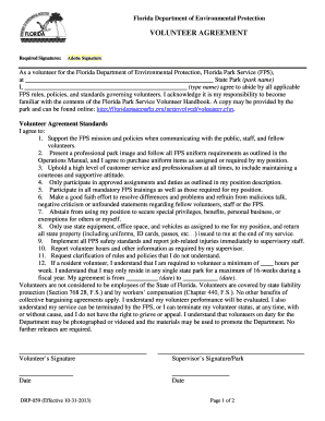 Florida Park Service Volunteer Agreement
