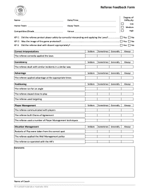 Referee Feedback Form