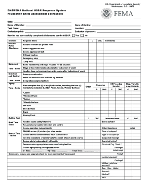 FEMA Foundation Skills Assessment Scoresheet