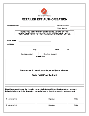 Retailer EFT Authorization Form