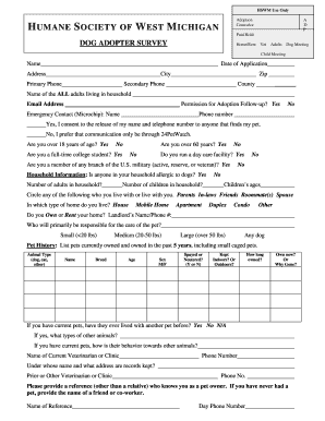 Dog Adopter Survey Form