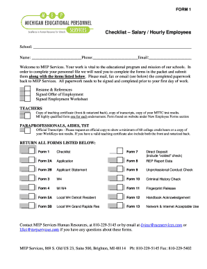 MEP Services Employment Application Packet