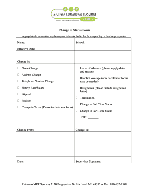 Change in Status Form