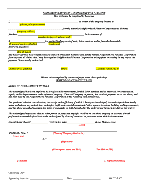 Borrower's Release and Request for Payment